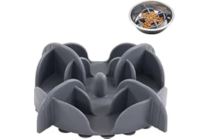 Jaoul Slow Feeder Insert for Small Dogs, Silicone Pet Feeder Accessory with Dividers & Suction Cups, Dishwasher Safe, 5x5 inches, Grey