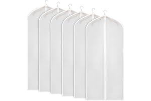 Zilink Garment Bags for Long Dresses 60-inch Translucent Suit Bag with Full-Length Zipper (Set of 6) for Dance Costumes Gown Dress Clothes Storage [Upgraded Version]