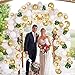 Balloon Garland Arch Kit 16Ft Long,95pcs White Gold Confetti Balloons with 10pcs Palm Leaves for Baby Shower Weeding Birthday Bachelorette Party Backdrop Background Decorations