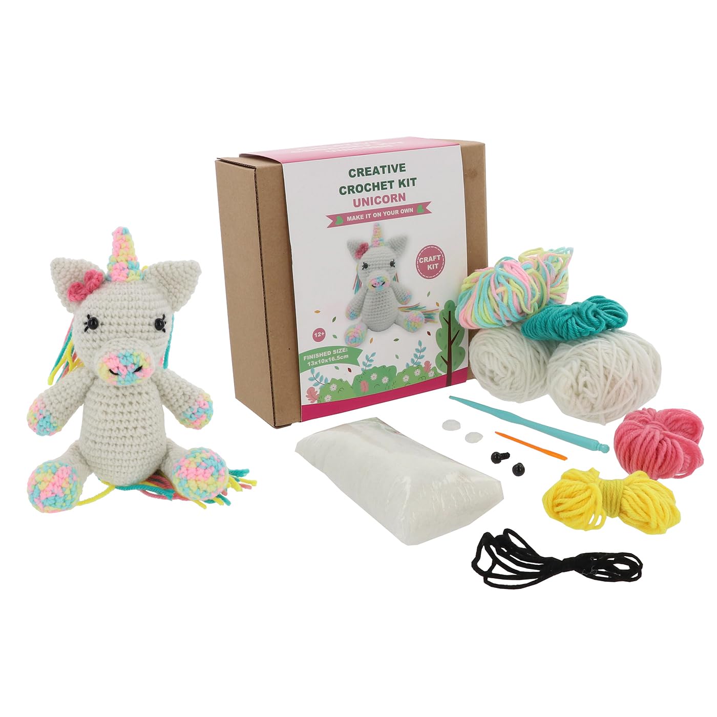 Shudehill Giftware Creative Crochet Kits Fox, Unicorn, Dog, Bee, Cat & More - Perfect for Learning or Experienced Crocheters (Unicorn)