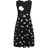Smallshow Women's Sleeveless Nursing Dresses Patchwork Maternity Breastfeeding Dress