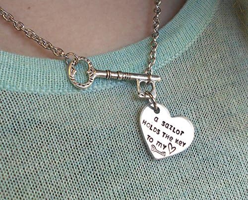 A Sailor Holds the Key to my Heart USN Necklace in Stainless Steel