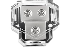 BOJACK 2 Way Power Distribution Connecting Block 1x0/2/4 Gauge Input 2x4/8 Gauge Output Power Distribution Block for Car Amplifier Audio Splitter
