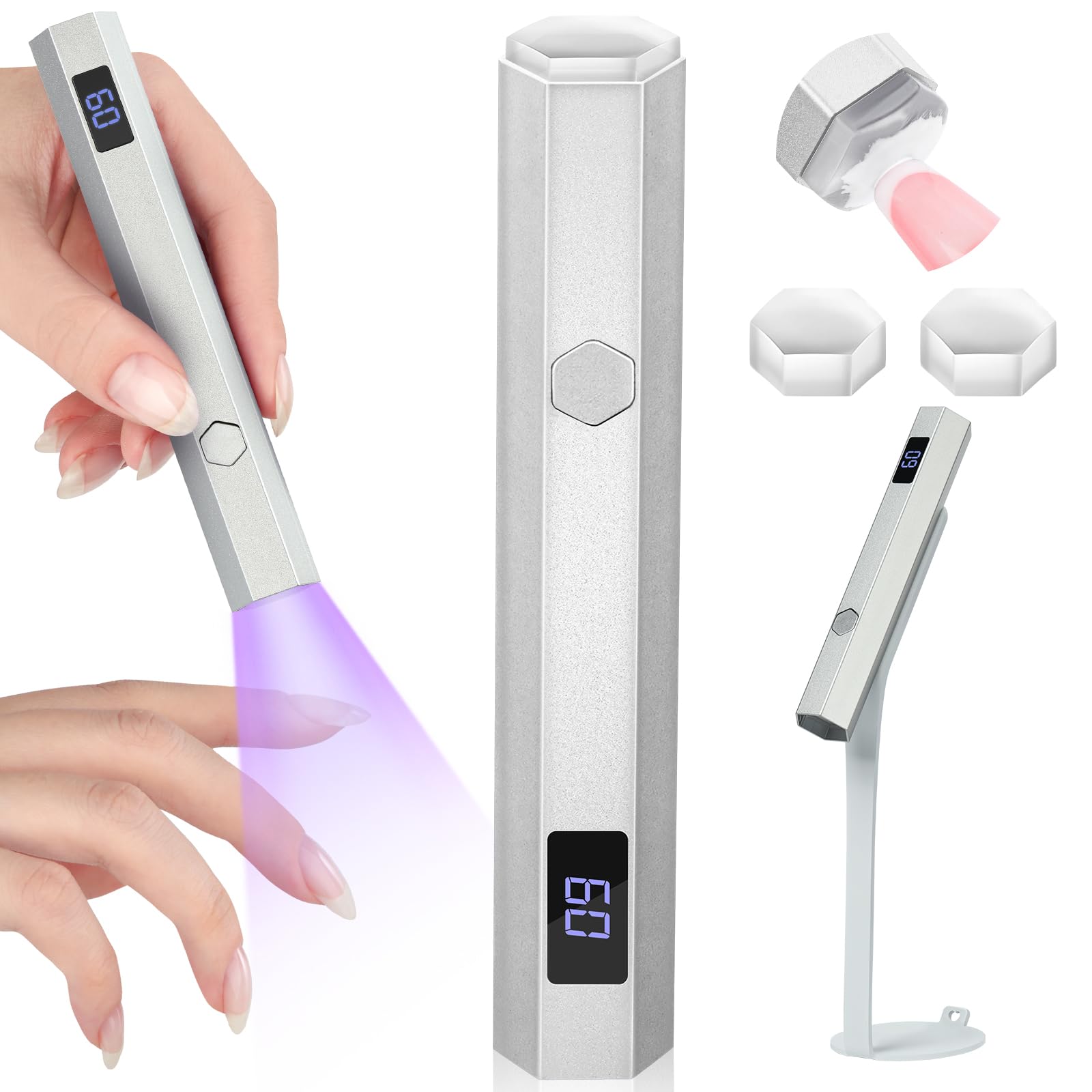 SAVILAND 10S Fast Cure Lamp with Magnetic Stand: Handheld U V Light for Gel Nails GelX with Nail Stamper Rechargeable & Portable Mini U V Light for Nails Home SSProLamp X