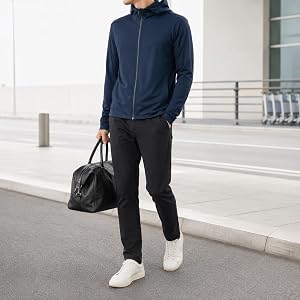 1 Pc Navy Full Zip Hooded Jacket Lightweight Thumbhole Sun Shirt Adults L | Navy L Hoodie, High Collar Thumbhole Cuffs, Mesh