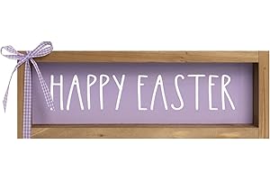 flangairy Happy Easter Sign, Wooden Easter Decorations Indoor, Spring Wood Decorative Signage Table Top Office Desk Wall Mant