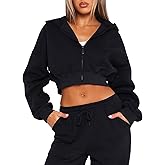 TZLDN Women Cropped Zip Up Hoodie Y2K Jackets Sweatshirt Wprkout Gym Crop Tops Casual Fashion Fall Outfits
