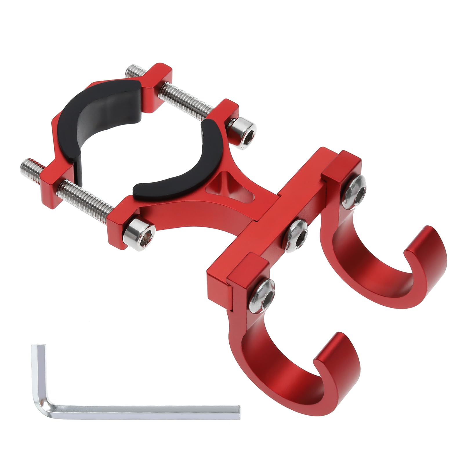 SG Store Electric Scooter Hanger Hook Bicycle Carrying Hook Double Hook Holder Claw Hook Storage Bag Hook for 18mm-35mm Handlebar Diameter Aluminum Alloy Red