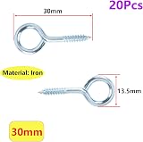 Qrity 20 PCS Eyelet Screws 30mm Self Tapping Ceiling Hook for Wood view 3