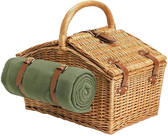 Cesta De Almacenamiento Cesta De Picnic De Mimbre Forrada Al Aire Libre