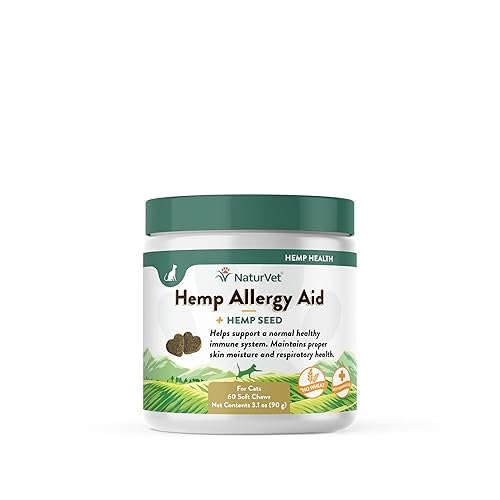 NaturVet Hemp Allergy Aid Plus Hemp Seed Soft Chews for Cats, 60