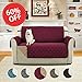 H.VERSAILTEX Reversible Loveseat Couch Cover for 2 Cushion Couch Loveseat Slipcover Loveseat Cover for Dogs Water Resistant Furniture Protector with Elastic Strap(Loveseat, Red/Tan)