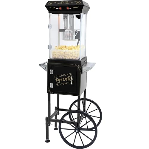 Wheel Rim Popper Popcorn Machine Cart With 8 Oz Kettle Makes Up to 32 Cups Popcorn maker ...