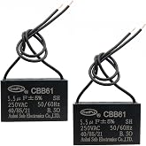 AKZYTUE CBB61 Capacitor 5.5uf 250V AC Ceiling Fan 2 Wire 50/60Hz for Starting Electric Fan Generator Pump Motor (2 Pack)