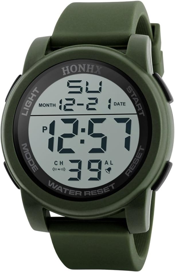 Men's Digital Watch Large Face LED Wrist Watches Military Sports Electronic Waterproof Outdoor Stopwatch