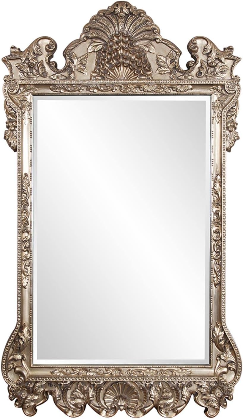Howard Elliott Collection Marquette Antique Oversized Full Length Mirror, Ornate Full Body Standing Floor Mirror, Large Leaning Wall Mirror for Bedroom & Living Room, Silver Leaf, 49 x 84 x 3 Inch