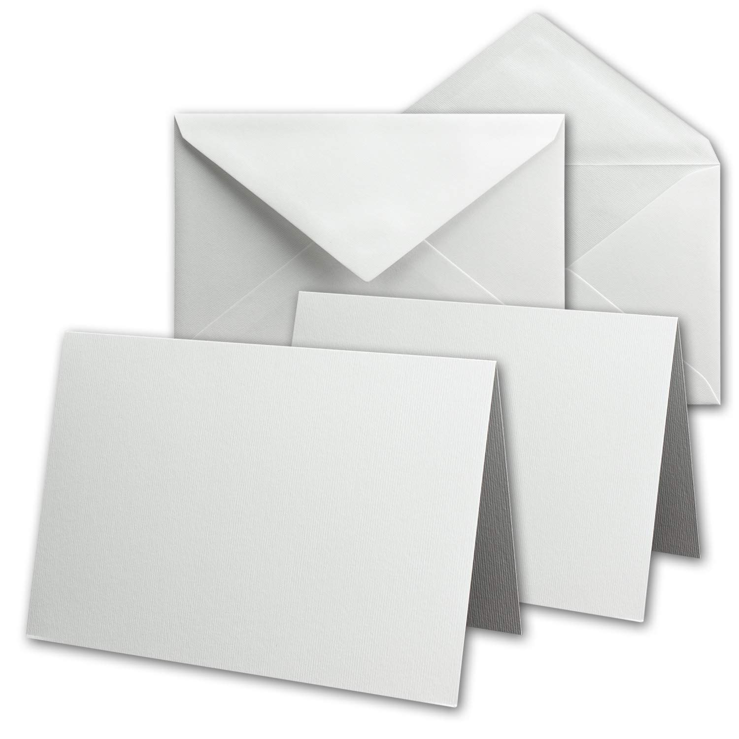 Glüxx-Agent DIN B6 card set of 50 blank folding cards with 50 envelopes and 50 folding sheets - structured linen paper - vintage greeting card set - from your