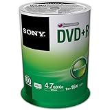 Sony 100DPR47SP 16x DVD+R 4.7GB Recordable DVD Media - 100 Pack Spindle