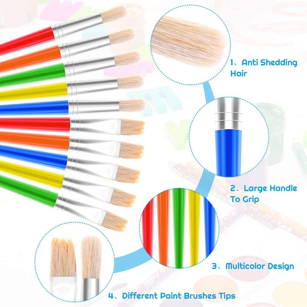 anezus Paint Brushes for Children 30 Kids Paint Brushes Bulk Craft Paint Brushes Set including Jumbo Round Watercolor Paint Brush and Large Flat Craft Paint Brushes - Image 5