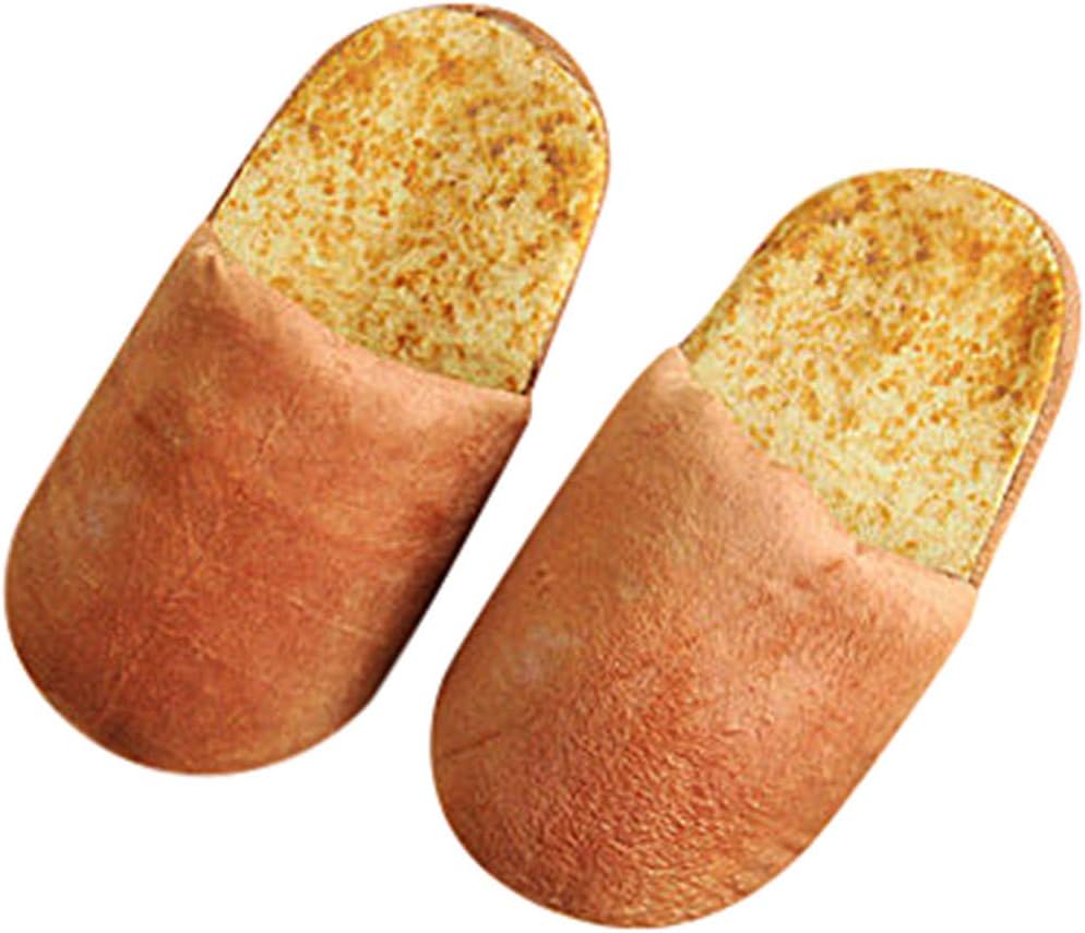 Freeby Adult Autumn Winter Warm Slippers Soft Sole Non-Slip Look Bread Bun Plush Cotton Home Shoes