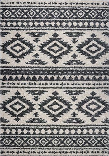 Smooth Soft Modern Trellis Area Rug Carpet For Dinning Room, Play Room, Living Room in 8x11 (7'10" x 10'5", 240cm x 320cm), Ivory-Light Grey