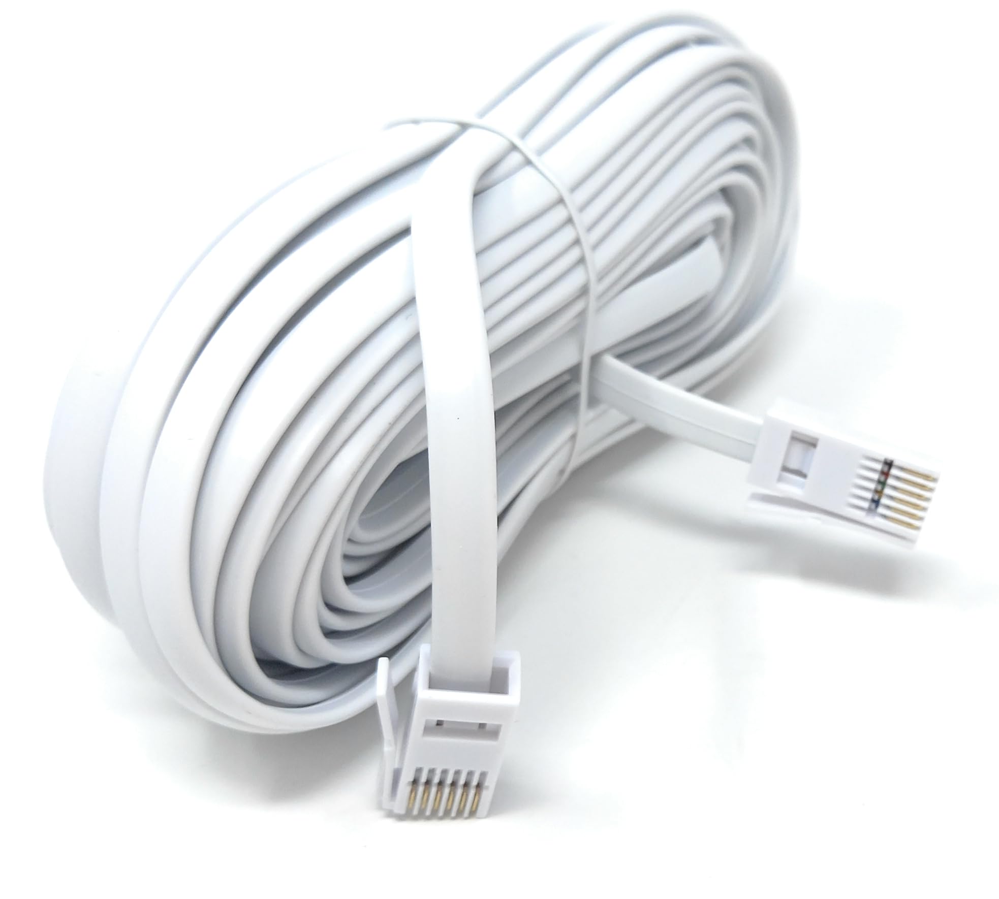 DRUT 15m BT to BT 6 Wire (631A) Male to Male Plug Telephone Flat Cable Lead (50ft)