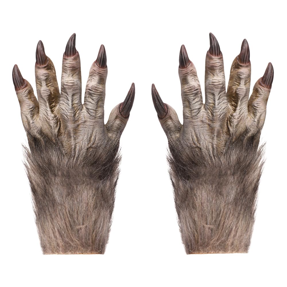 XGOPTS Wolf Gloves Halloween Werewolf Monster Bloody Beast Paw Gloves Claw Hand Wear Hairy Furry Cosplay Party Costume For Theatre Stage Monster Easter