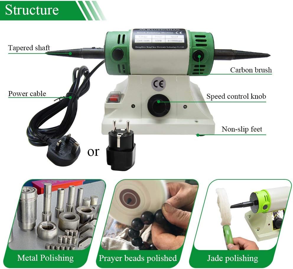 BAOSHISHAN Mini Bench Polisher Polishing Machine Lathe Sander Grinder Buffing Motor 1750-10000rpm 320W 220V - Image 4