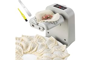 ALLYOUGER Automatic Electric Dumpling Press Maker Machine - Adjustable and Easy to Operate, With Spoon and Brush - For Home Kitchen Pastry Making (White)