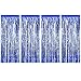 4 Pack Foil Curtains Metallic Fringe Curtains Shimmer Curtain for Birthday Wedding Disco Party Decorations (Blue)