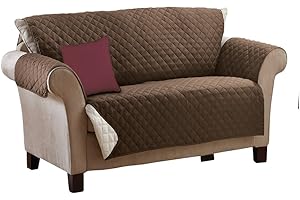 Collections Etc Reversible Quilted Furniture Protector Cover, Chocolate/Tan, Chocolate/Tan, Loveseat