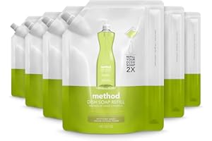 Method Gel Dish Soap Refill, Lime + Sea Salt, Biodegradable Formula, Tough on Grease, 36 Fl Oz (Pack of 6)