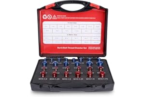 HOTROSE Nut and Bolt Thread Checker - 26 PCS Nut and Bolt Gauges (14 Inch & 12 Metric) Individually Assembled Bolts Sizing Gauges Practical Identifier Thread Gauge Set for Size Check on Tricky and Narrow Area