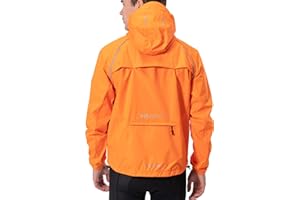HUGUT Men's Cycling Running Rain Jacket Lightweight Waterproof Biking Hiking Windbreaker Raincoat Reflective Packable