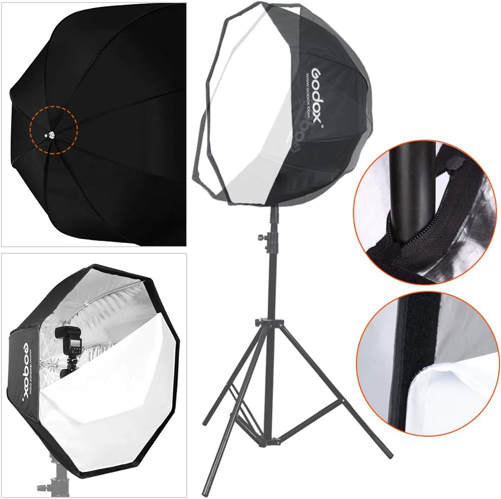 GODOX 32"/ 80cm Umbrella Octagon Portable Softbox Reflector for Studio Photography Speedlite Flash, silver, 80cm-UBW - Image 4