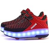 Aikuass USB Chargable LED Light Up Roller Shoes Wheeled Skate Sneaker Shoes for Boys Girls Kids