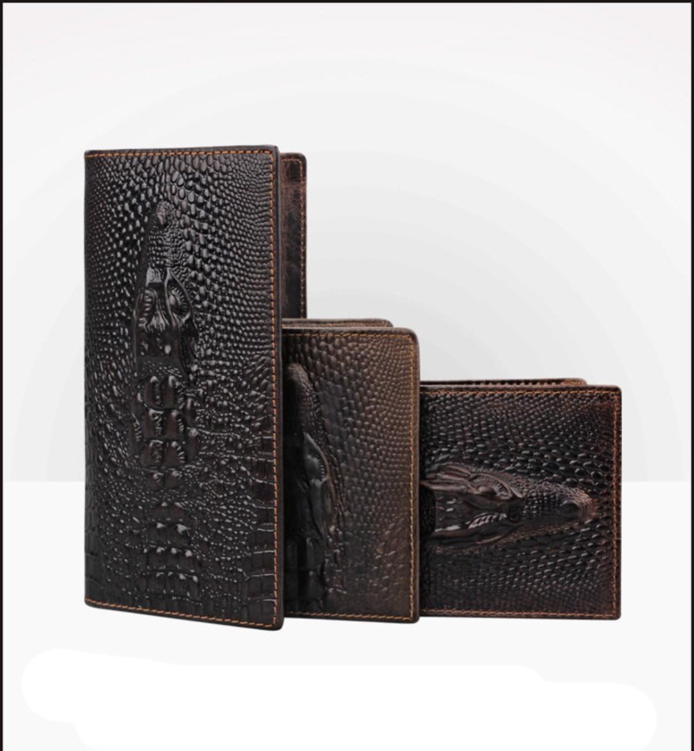 Mens Brown Wallet with Credit Card Holder Crocodile Pattern Vertical - Image 4