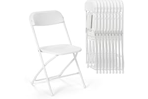 SMAGREHO 10 PCS Plastic Folding Chair, 350 LB Capacity, Folding Chair for Wedding Party Outdoor Indoor and Office, Portable Commercial Chair, Lightweight Folding Chair White