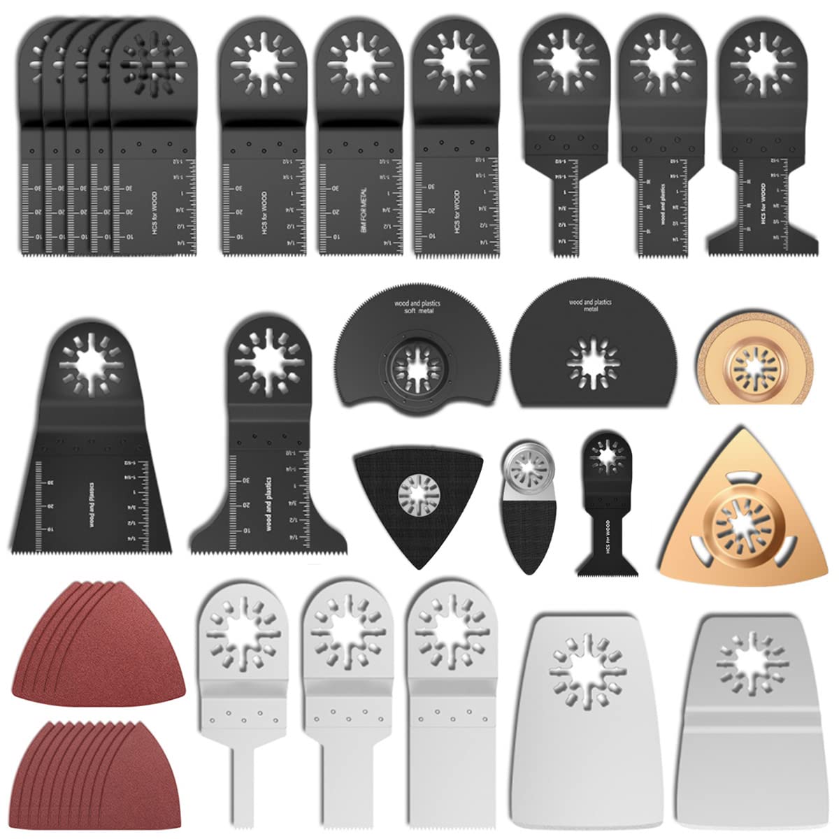 100Pcs Oscillating Saw Blades Kit Wood/Metal Quick Release Mix Multi Tool Blades Multitool Accessories for Makita DTM51Z Bosch Dremel Fein Makita Multi Tool Accessories