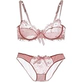 Nanier Women's Thin Transparent Lace Bra Set
