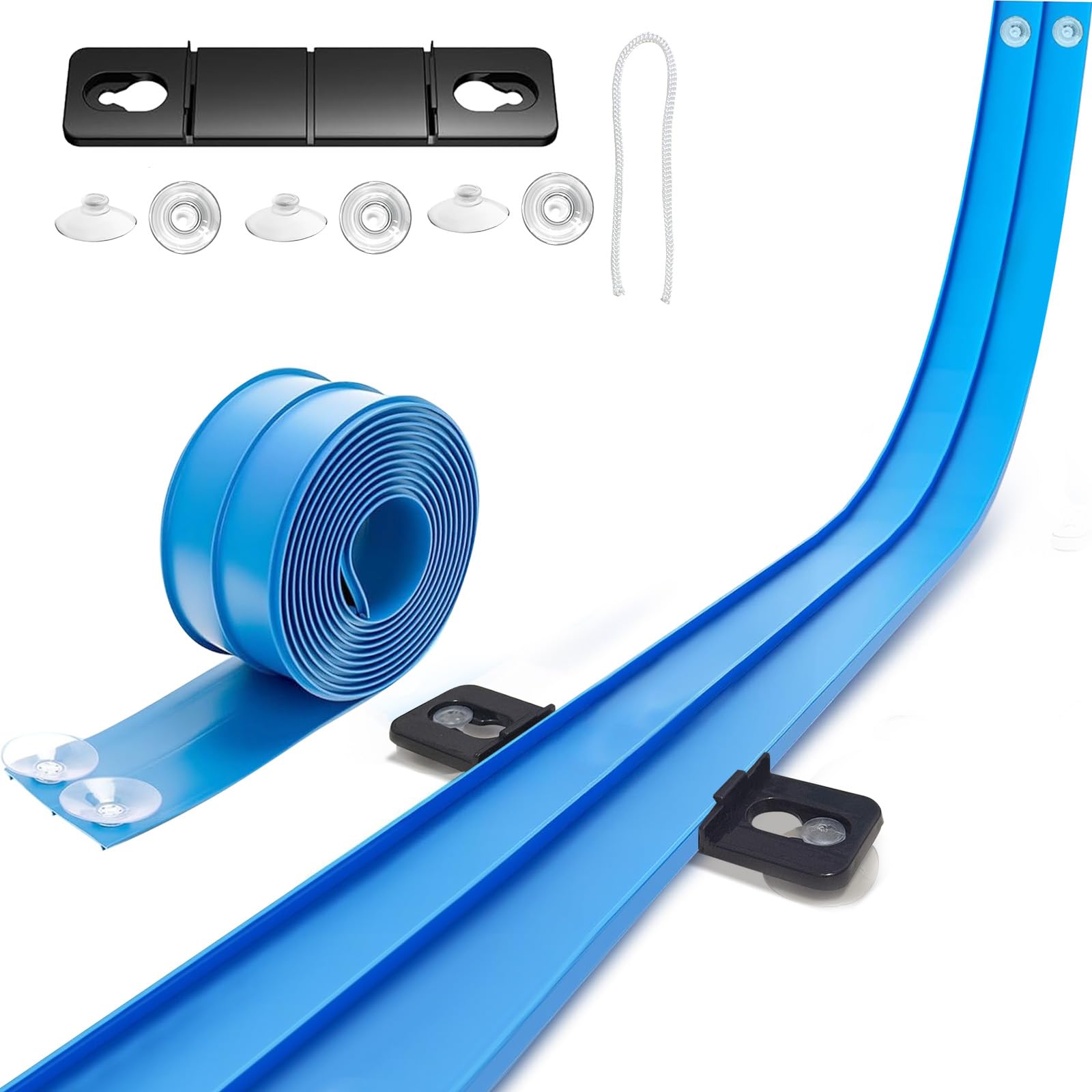 Photo 1 of 15 Ft Flexible Race Track for Kids, Two-Lane Flex Blue Track for 1:64 Diecast Cars, Includes 6 Suction Cups & 1 Rope, Portable Design, Birthday Gift for Boys & Girls Ages 3-8 (Cars Not Included)