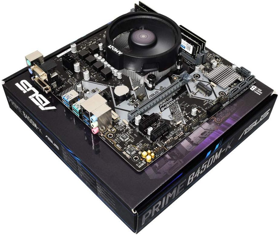 ADMI CPU Motherboard Bundle: AMD Ryzen 5 3600X 6 cores, 4.4GHz boost, ASUS Prime B450M-K Motherboard, Corsair Vengeance LPX 32GB 3000Mhz DDR4 RAM