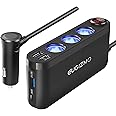 EUGIZMO USB Cigarette Lighter Adapter, 200W Car Cigarette Lighter Plug Splitter Adapter USB Charger Extension Cord 3 Socket Way 12V/24V Plug Car Charger Adapter Splitter Port for Plug Outlet