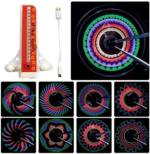 Wiitek Leadbike Rechargeable Cycling Bicycle Wheel LED Spoke Light, 32 Full Color Patterns,Bike Wheel Decorations, 170mAh Li Battery, IP55 Waterproof
