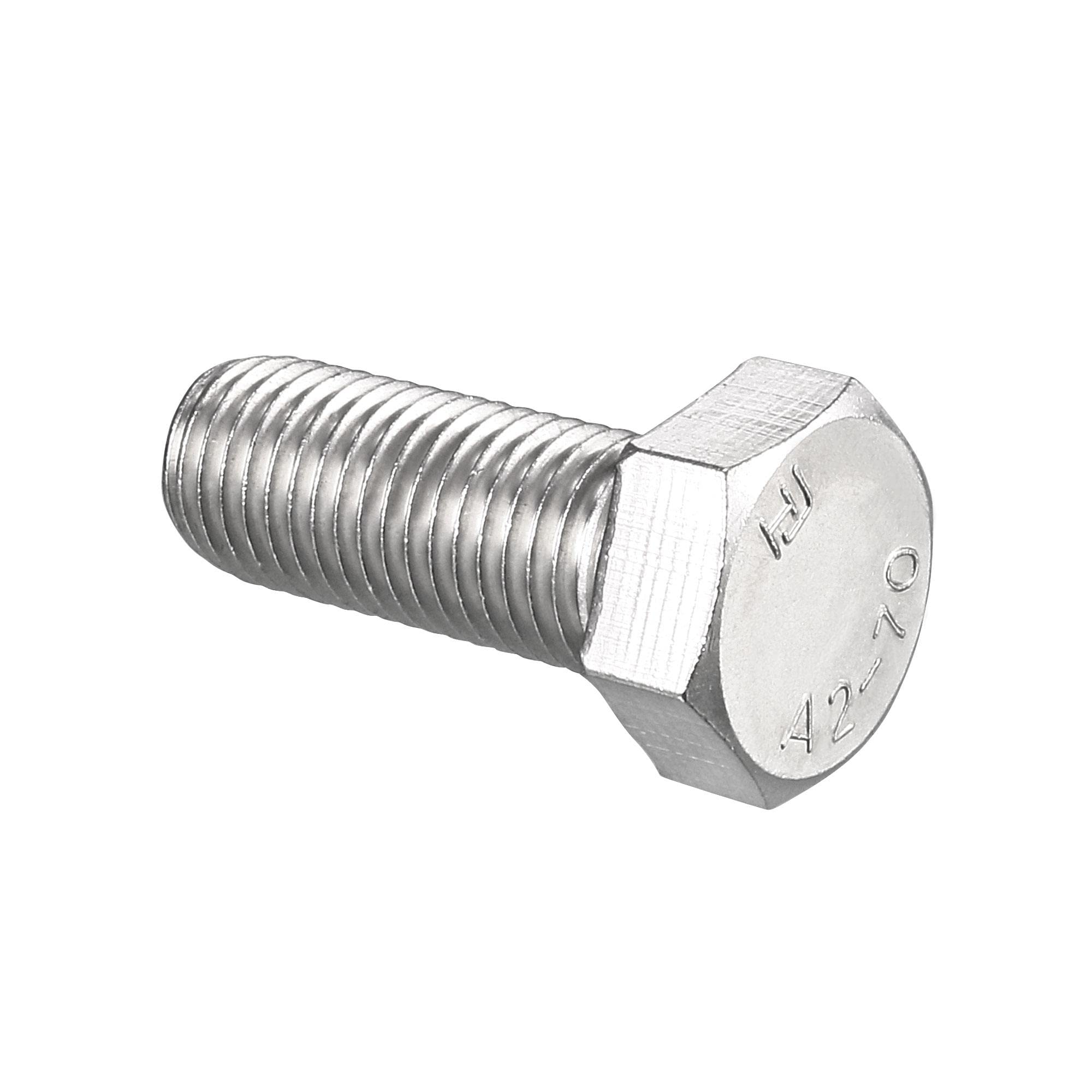 sourcing map M16 Hex Bolt M16-2 x 40mm 304 Stainless Steel 4.8 Grade Fully Threaded Hexagonal Head Screw Bolts 1pcs