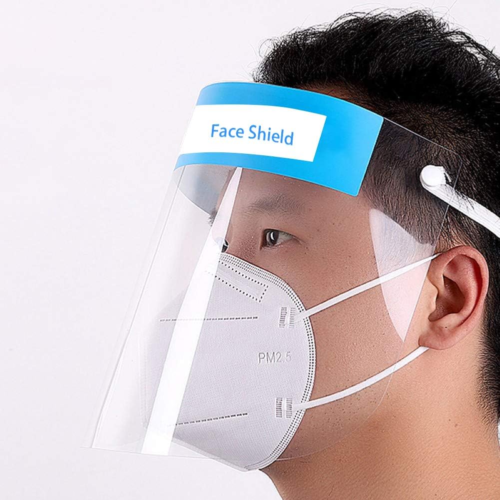Kyuccfrs Full Face Covering Shield, Transparent Breathable Face Shield Anti Droplet Spittle Anti-Fog Safety Isolation Protective Mask