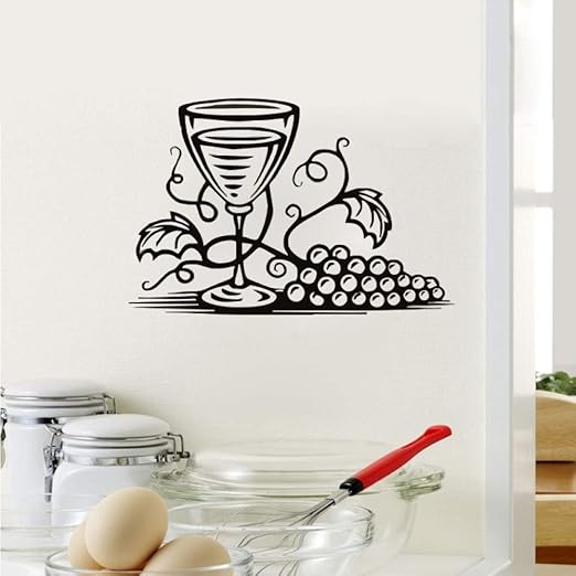 Jxaa Trauben Muster Wandtattoo Weinglas Vinyl Kuche Restaurant Fenster Wandaufkleber Innen Kunstwand Moderne Wohnkultur 57x85 Cm Amazon De Kuche Haushalt