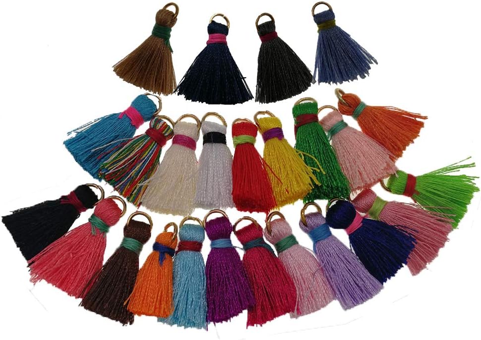 Pamir Tong 2.5cm(1'') Mini Tassels Tiny Short Silk Tassels DIY Craft Supplies Jewelry Tassels Chunky Tassel (Mini Tassel 100pcs)