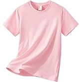 PATPAT Girls Basic Plain T Shirts 5-16 Years Kids Cotton Summer Tops Crewneck Short Sleeve Tees