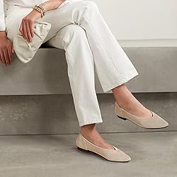 TINGRISE Women's Flats Shoes Pointed Toe Knit